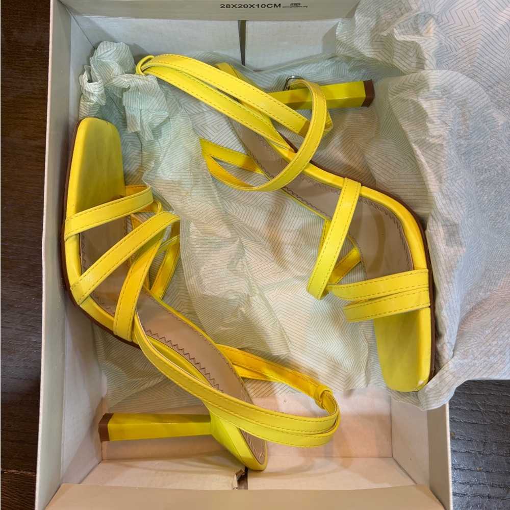 BP Yellow Strappy Heeled Sandals